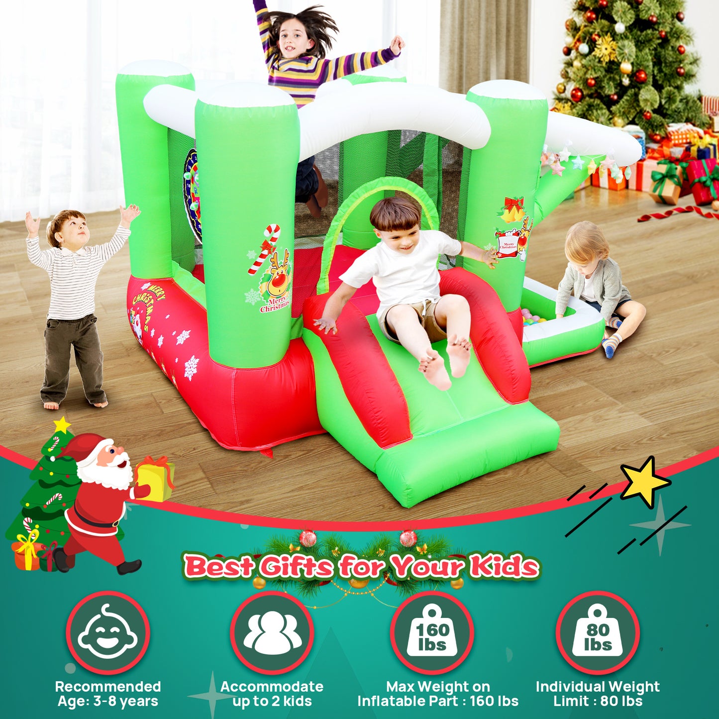 Christmas Jump 'n Slide Inflatable Bounce House