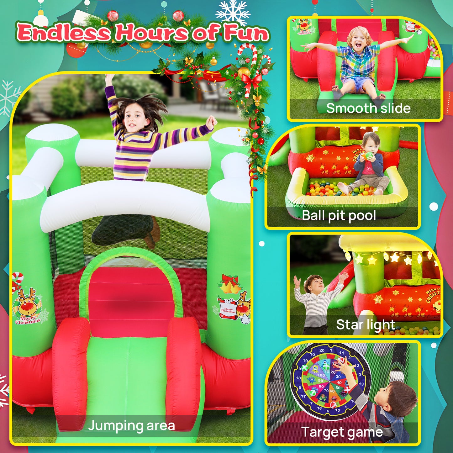 Christmas Jump 'n Slide Inflatable Bounce House